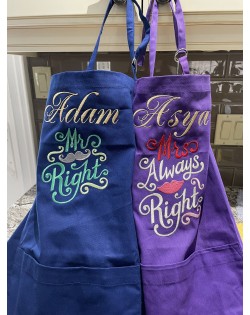 Mr and Mrs aprons for a couple
