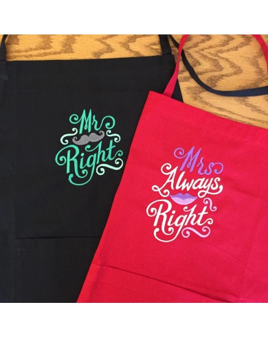 Mr and Mrs aprons for a couple