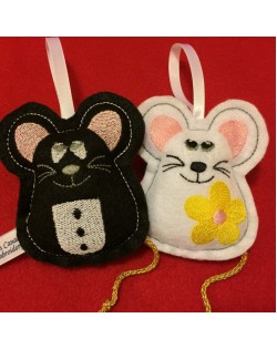 White and Black Felt Mouse Ornaments