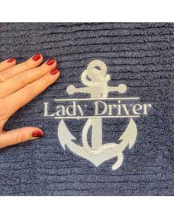 Anchor Monogram and Boat Name on Embroidered Towel