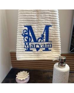 Custom Embroidered Towel with Flourish Monogram and Name