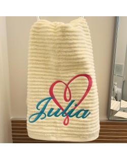 Heart and Name Embroidered on Towel