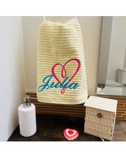 Heart and Name Embroidered on Towel