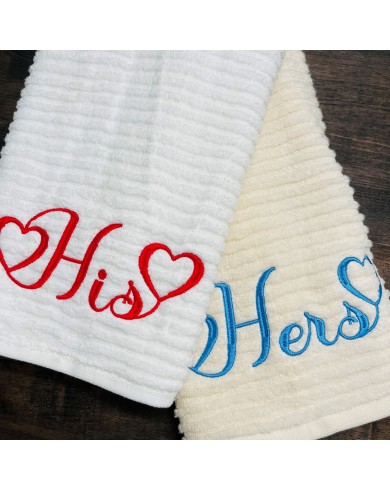 Hearts Font Embroidered Towel