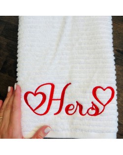Hearts Font Embroidered Towel