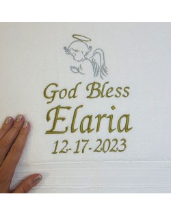 Personalized Baptism Towel with Angel
